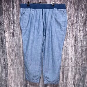 Talbots Pants Blue‎ Pull On High Waist Drawstring Casual 100% Cotton Women 16WP